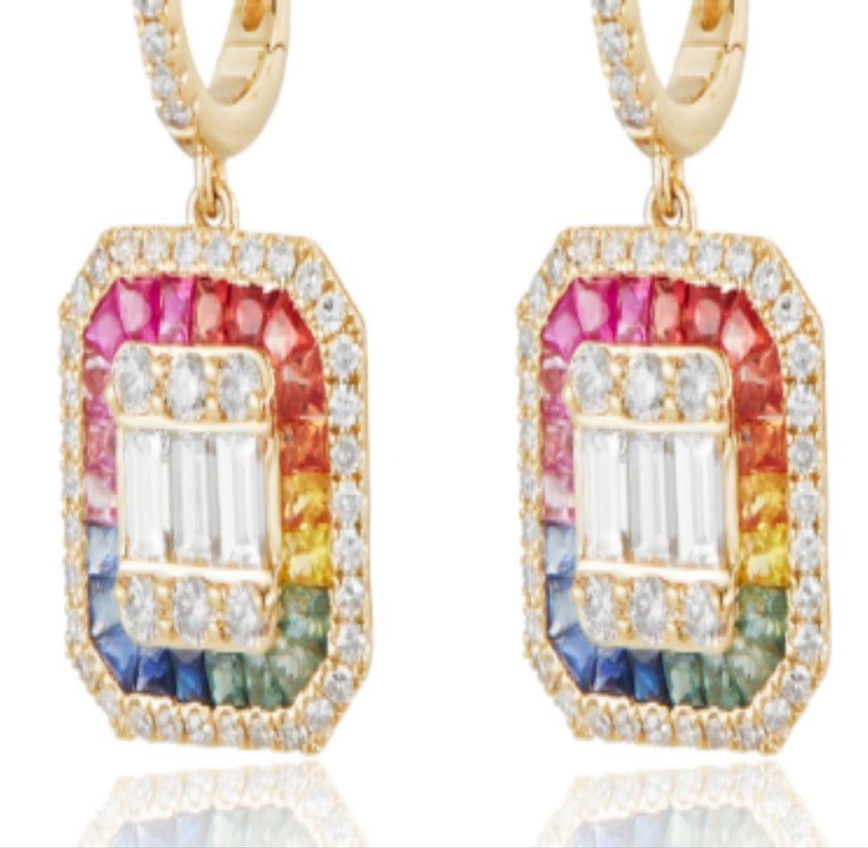 Rainbow Sapphire 2.2mm Princess-Cut 46 Pieces Loose Stones Set For Earrings