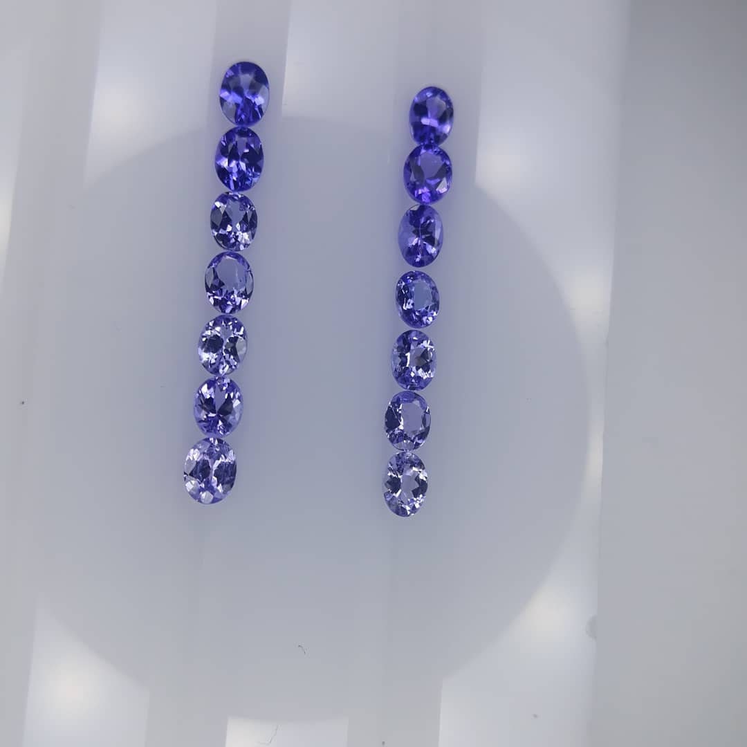 Tanzanite Oval Earring Set Dark to Light Color Exellent Cut 4x3 Ovals December Birthstones