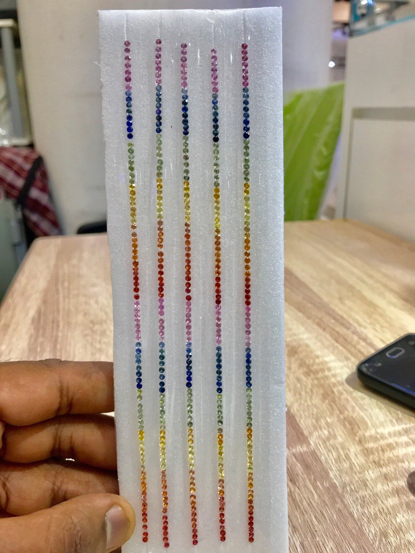2mm round rainbow sapphire bracelet set, photo 5