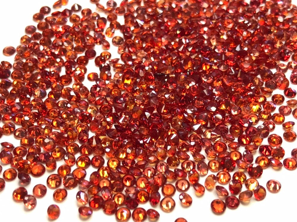 2.5mm orange sapphire round diamond lot, photo 5