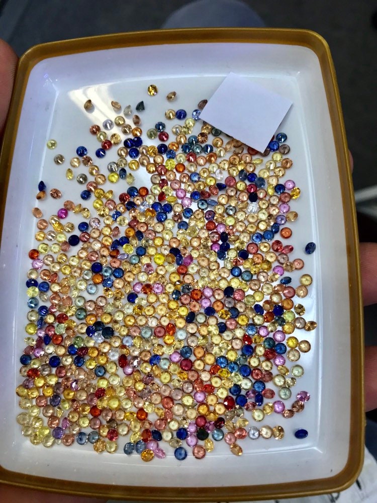 3mm multi sapphire round brilliant cut lot, photo 5