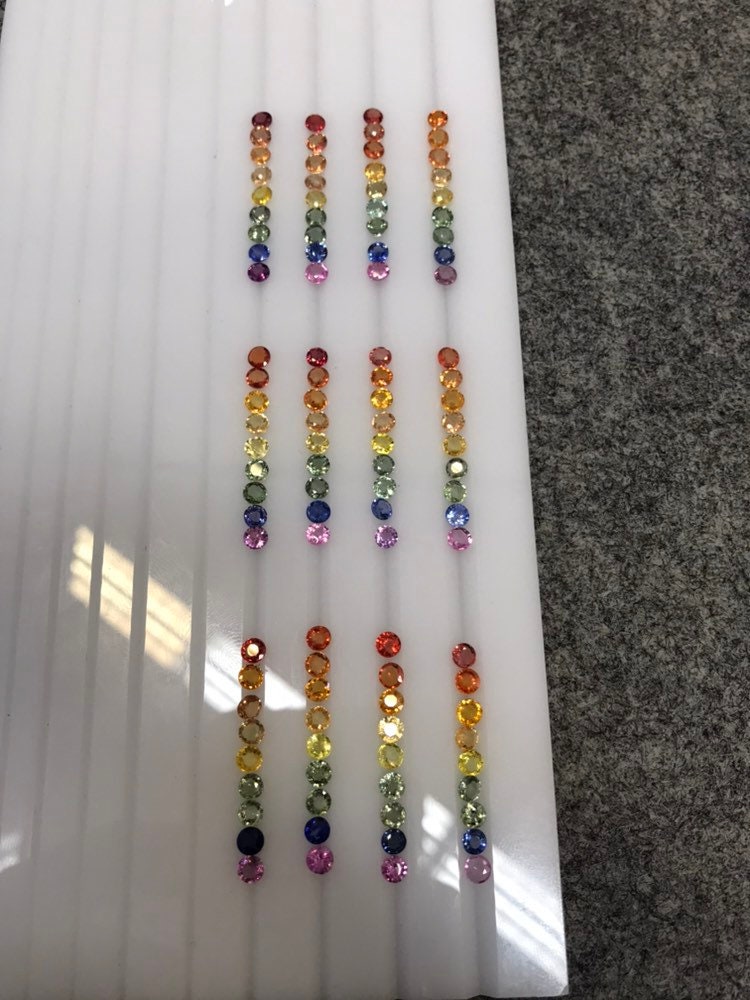 4mm round multi-color sapphire ring set, photo 5