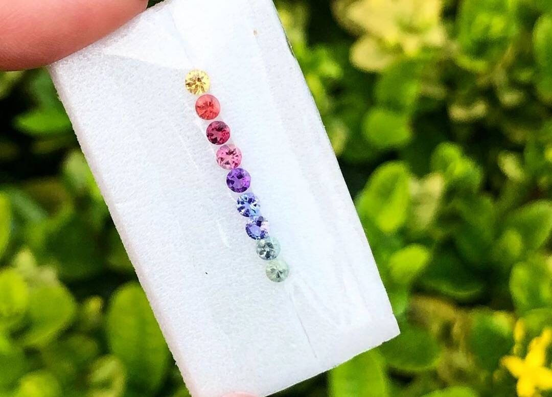 3mm multi-gem round ring or earring set, photo 5