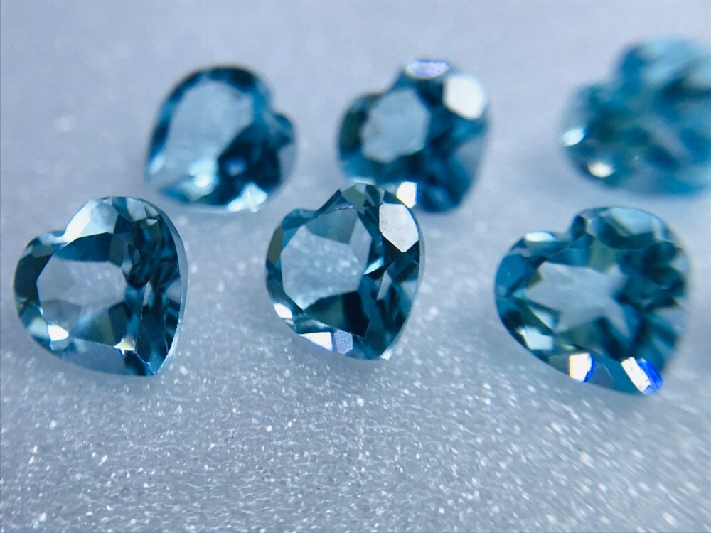 7mm sky blue topaz heart shape lot, photo 5