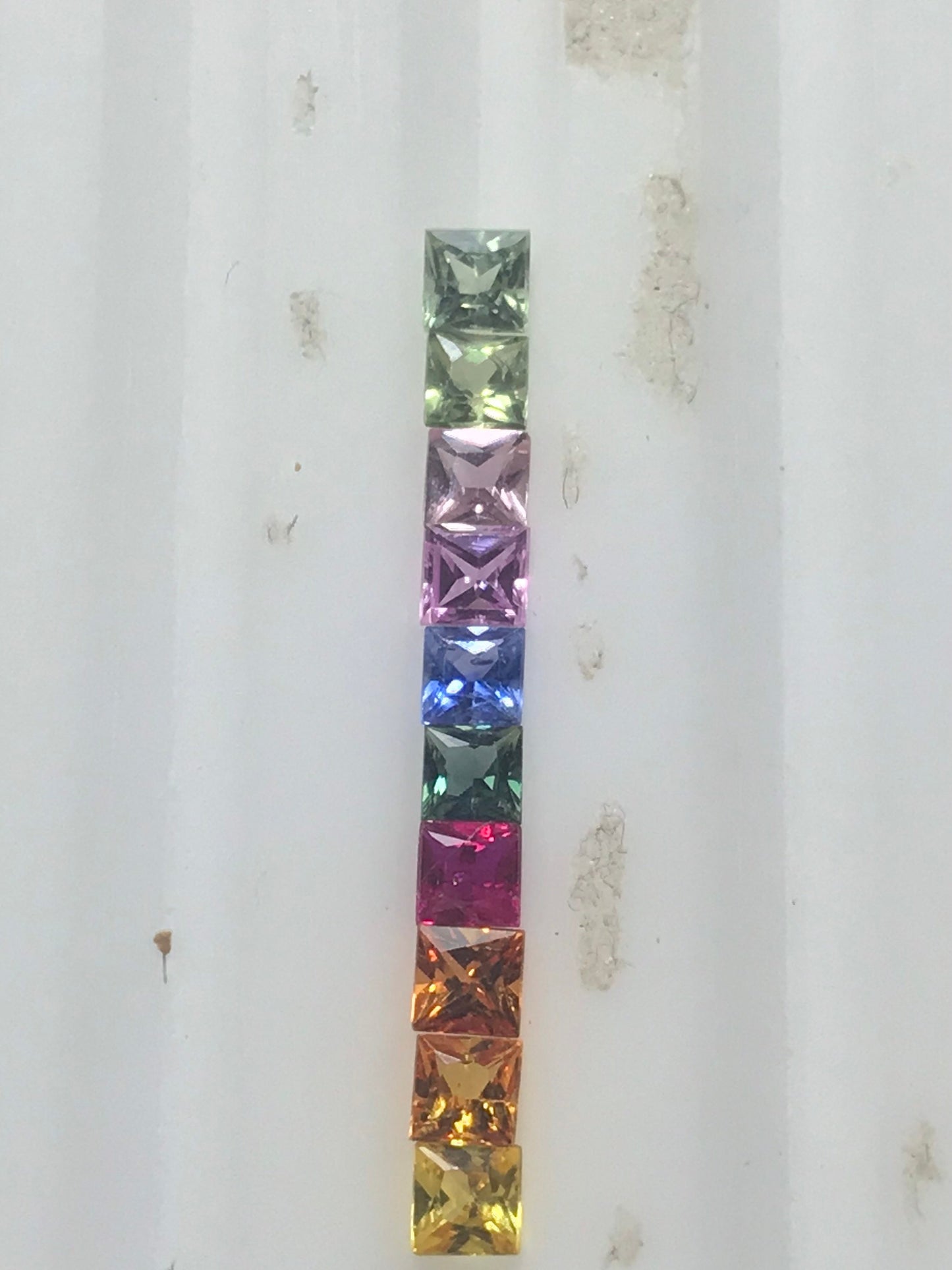 2.7mm princess-cut rainbow sapphire ring set, photo 5