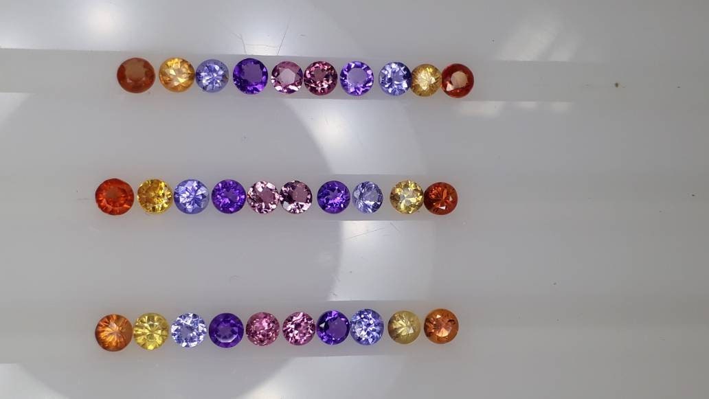 3mm multi-gem round ring set, 10pc, photo 4