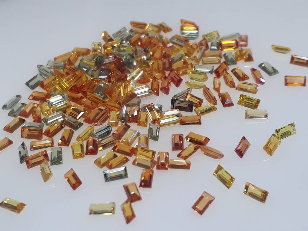 4x2mm orange sapphire baguette loose lot, photo 5