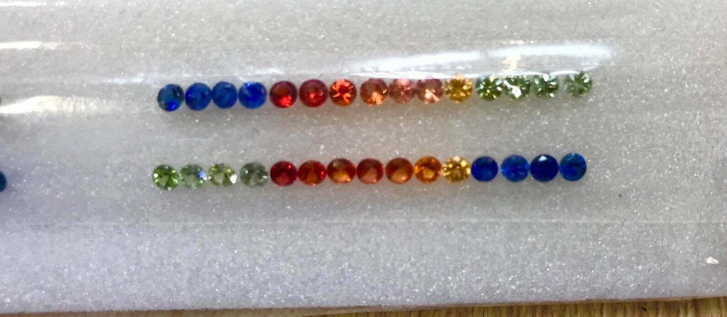 2.7mm Multi Colour NAtural Sapphires Rings Set