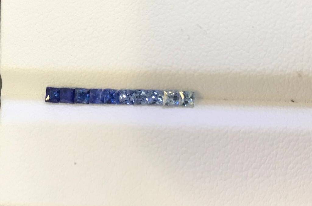 2.2mm blue sapphire princess cut ring set, photo 3