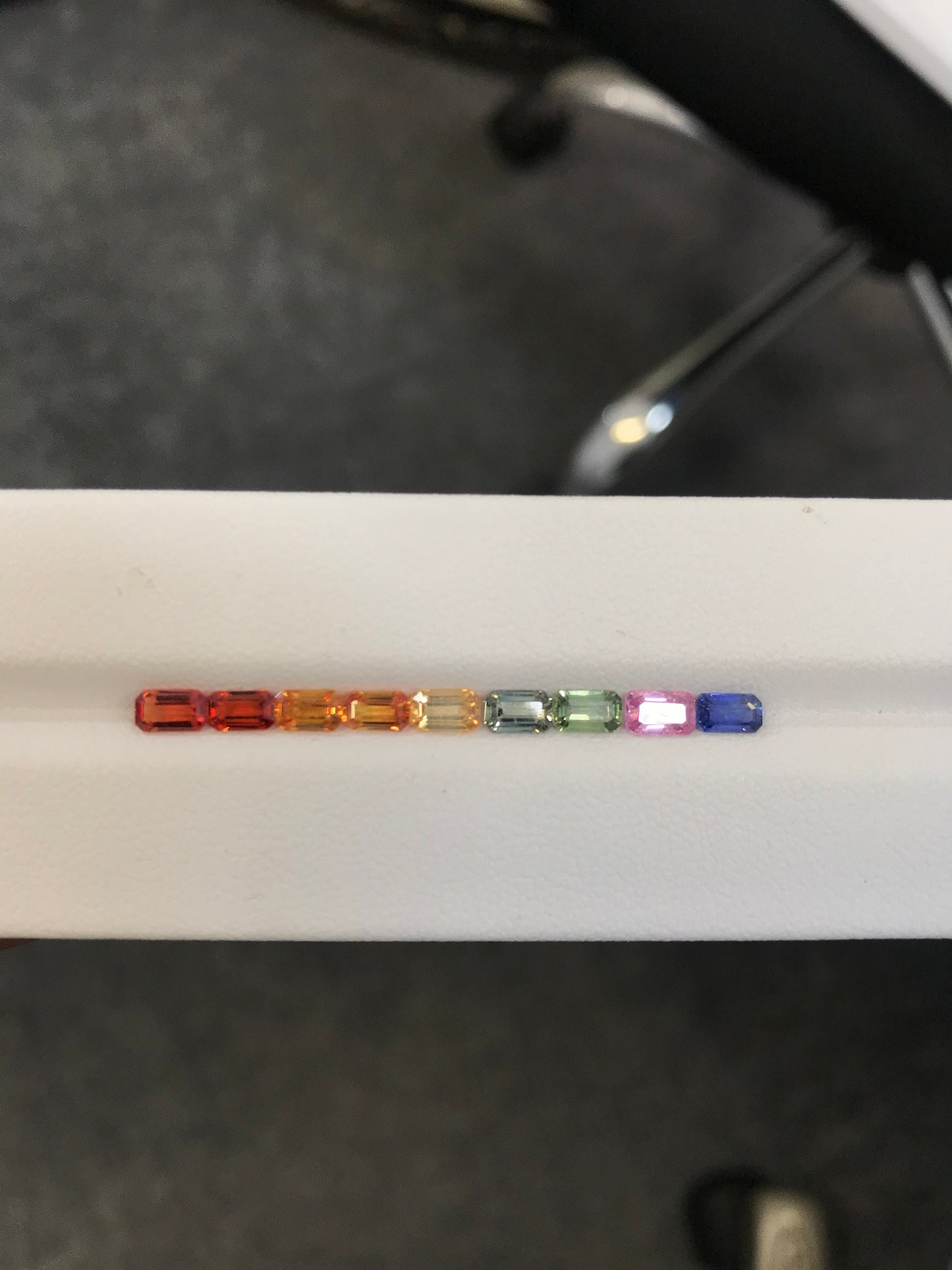 5x3mm rainbow sapphire emerald cut ring, photo 4