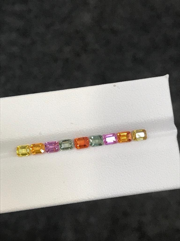 4x3mm rainbow sapphire emerald cut ring, photo 3