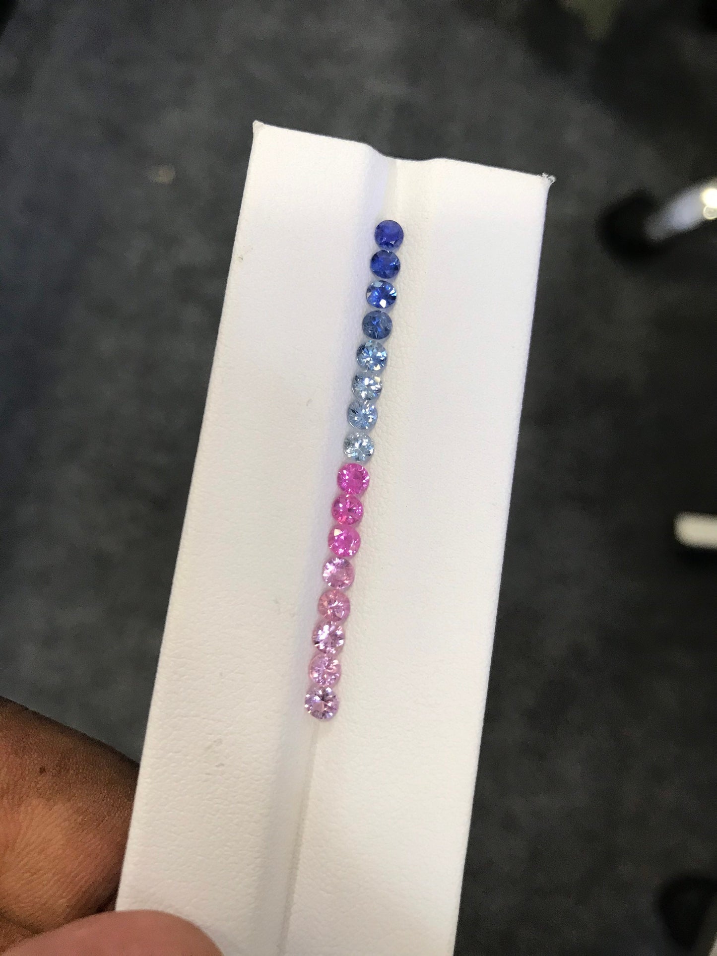 3.2mm blue-pink sapphire round ring set, photo 4