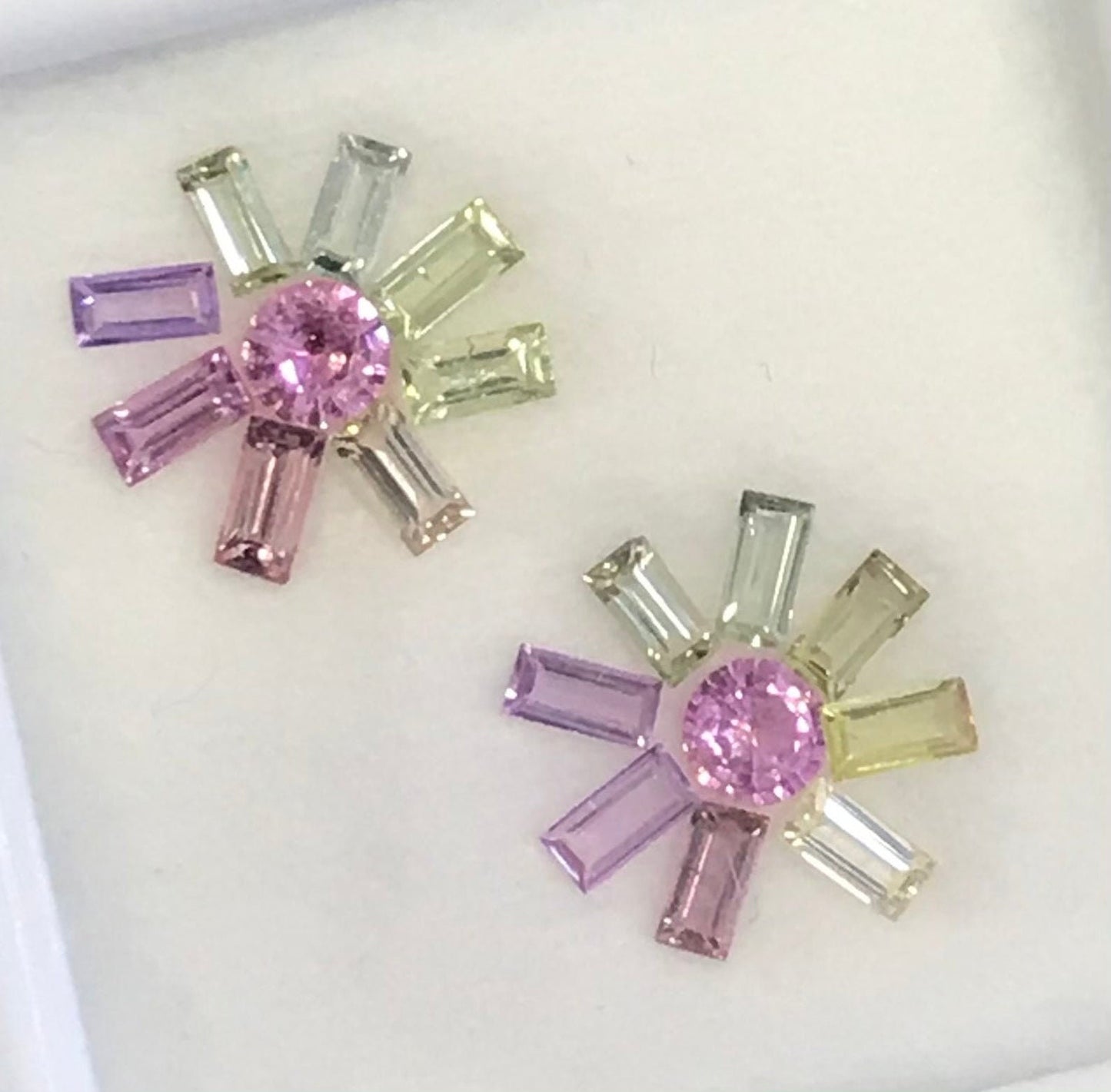 4x2mm Natural No Heat Rainbow Sapphire Baguette Cut Loose Stones Set for Earrings