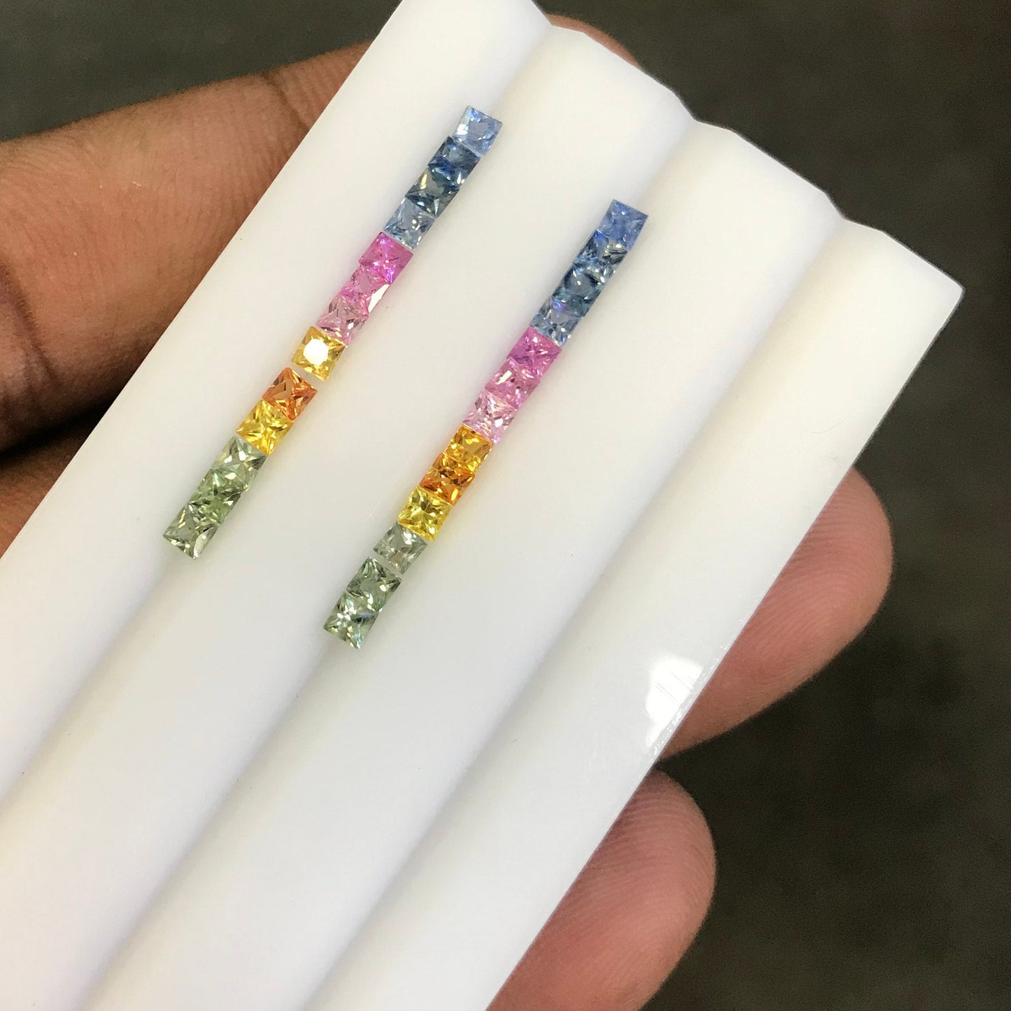2.5mm rainbow sapphire princess ring set, photo 2