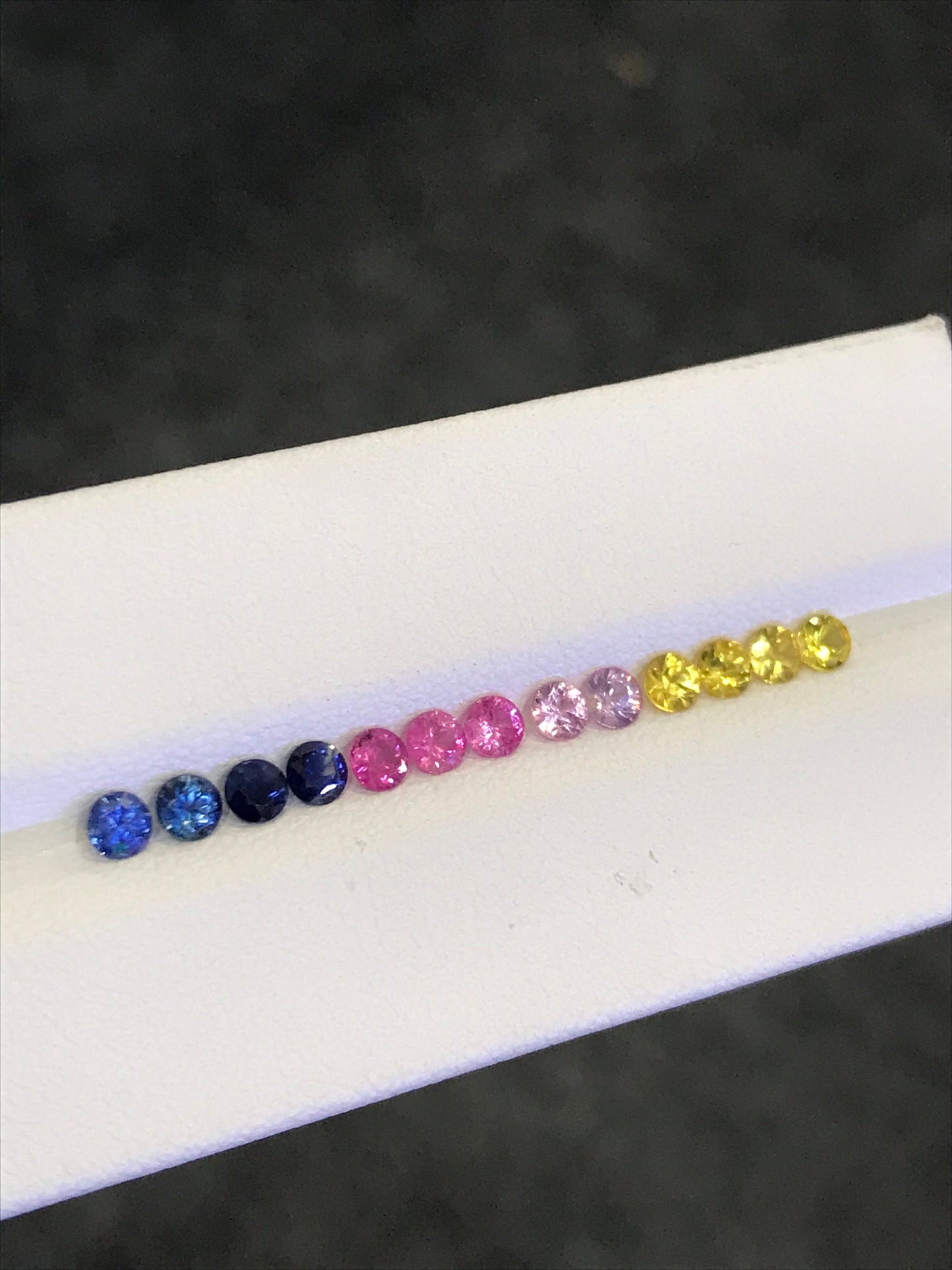 3.2mm Rainbow Multi Sapphires Rounds Beautiful Colors Diamond cut 13 Stones 1 Ring set