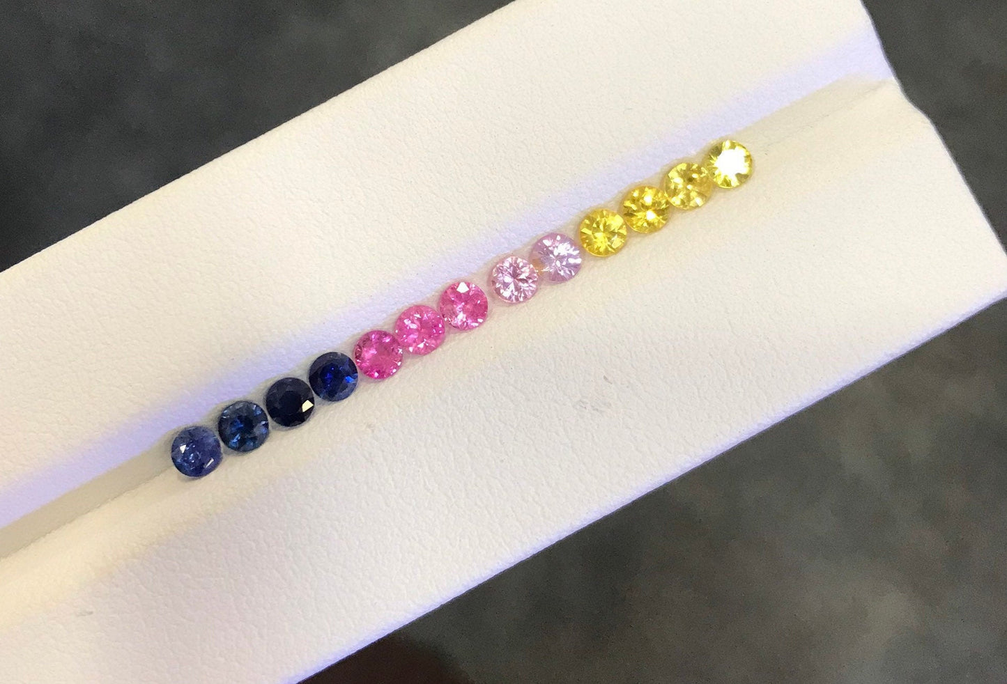 3.2mm Rainbow Multi Sapphires Rounds Beautiful Colors Diamond cut 13 Stones 1 Ring set