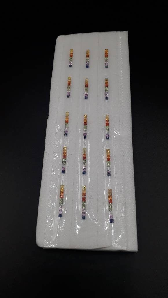 2.5mm fancy sapphire princess ring set, photo 5