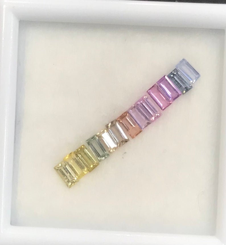 4x2mm unheated sapphire baguette ring set, 13 stones, photo 5