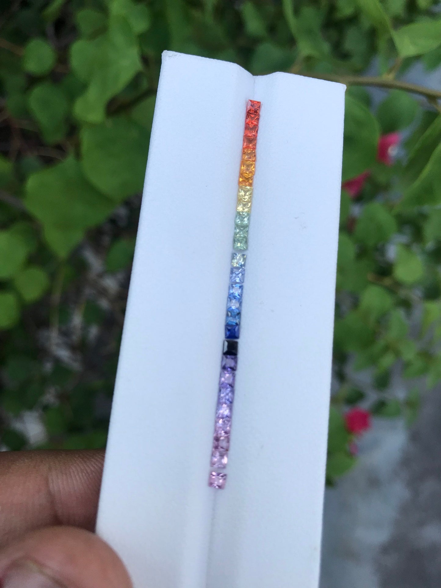 2.3mm rainbow sapphire princess ring set, photo 5