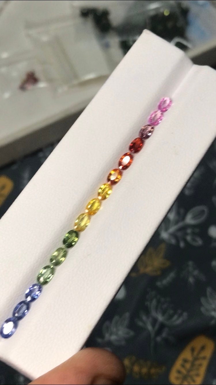 5x3mm oval-cut rainbow sapphire loose stones, photo 5