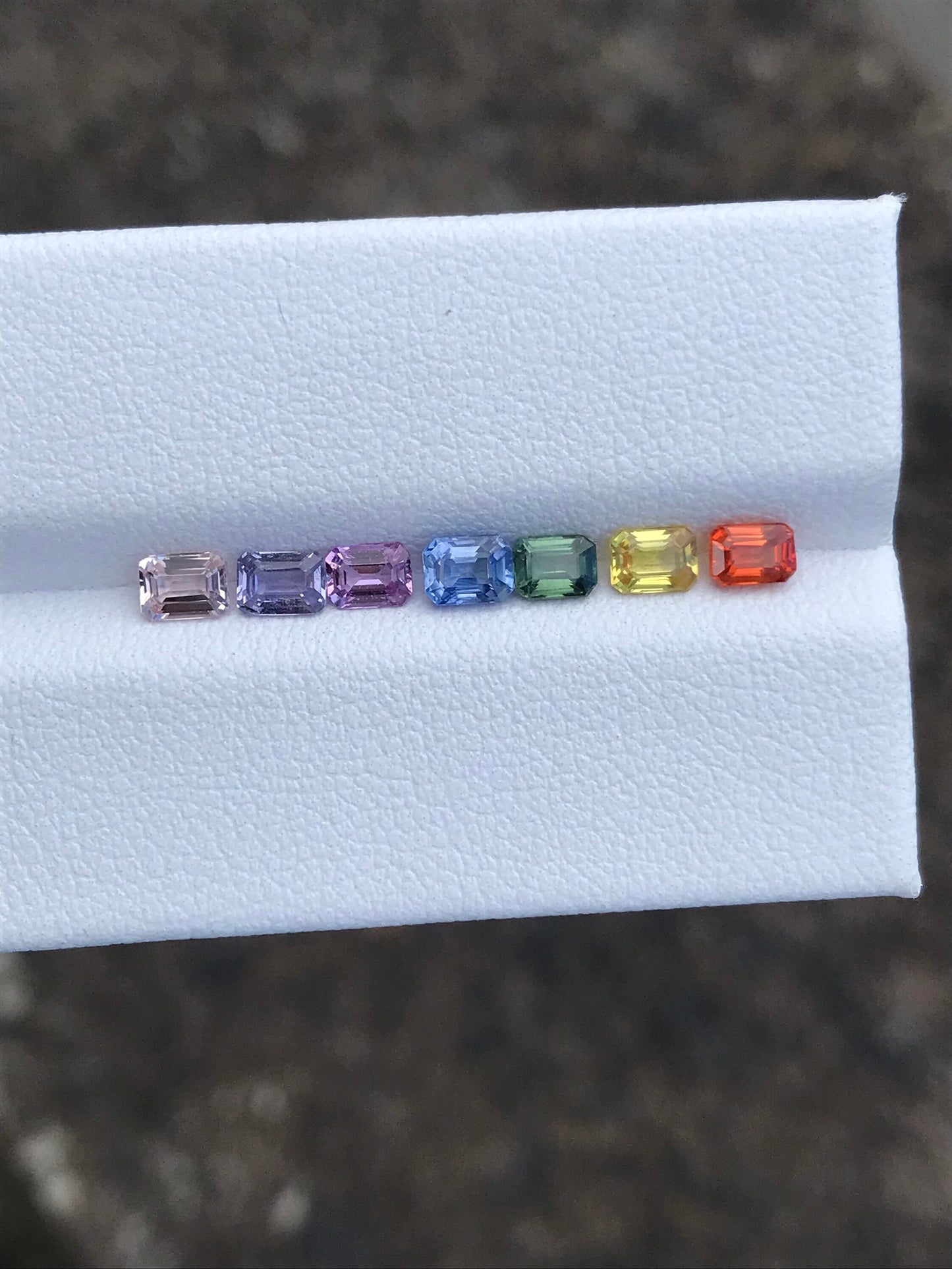 4x3mm rainbow sapphire emerald cut ring, photo 5
