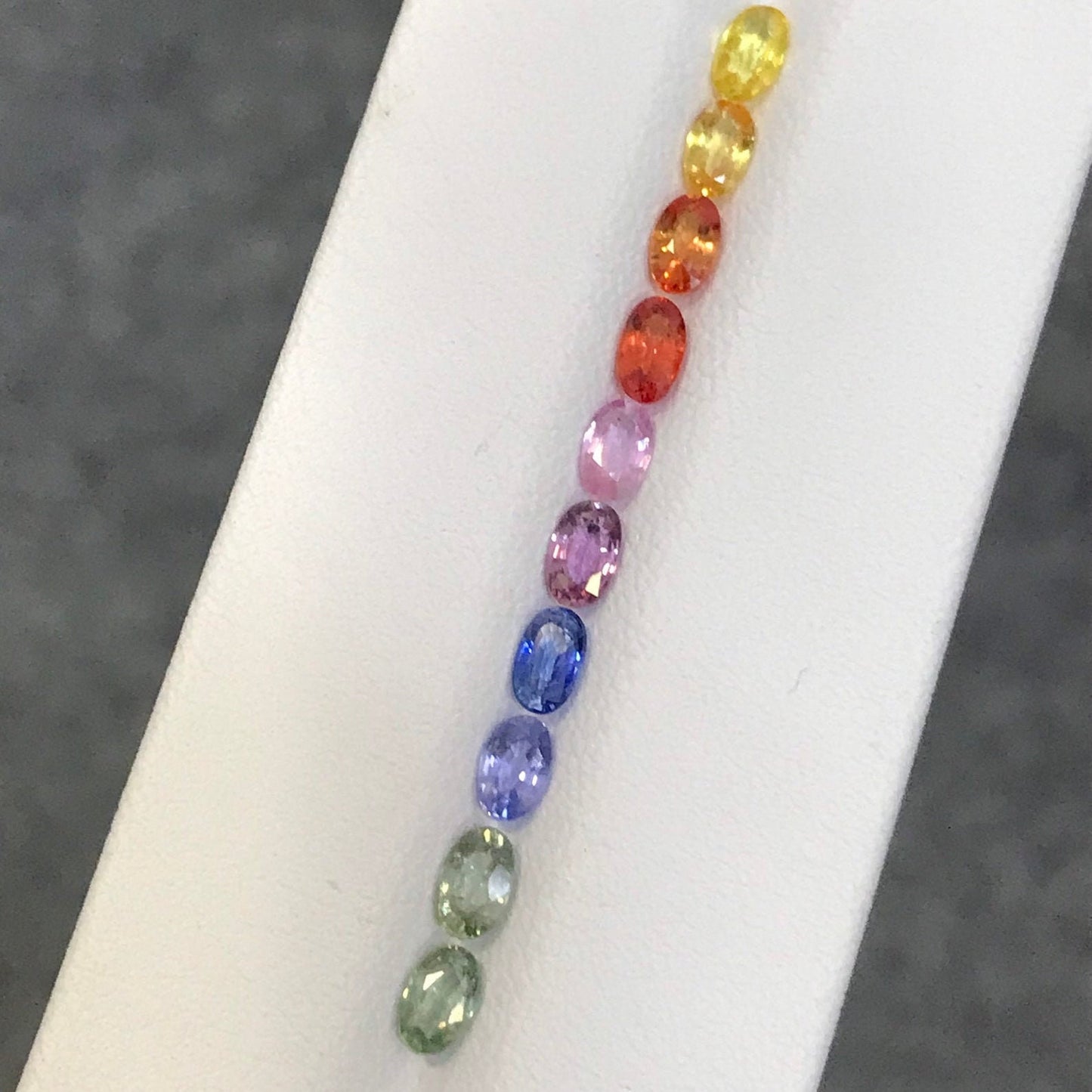 5x3mm oval rainbow sapphire ring set, photo 3