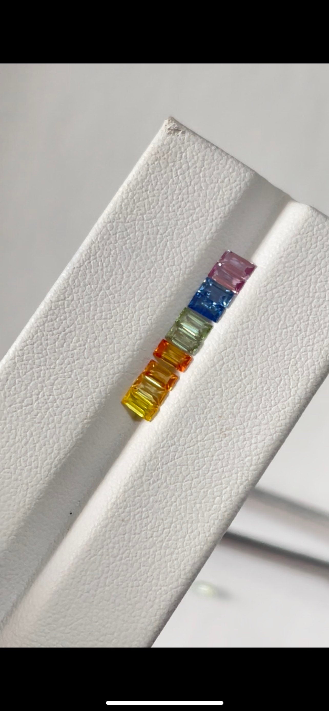 4x2mm rainbow sapphire baguette ring set, photo 4