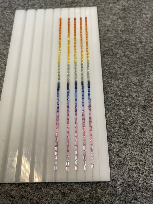 "4x2mm Baguette Cut Natural Rainbow Sapphire Bracelet Set 7 inches