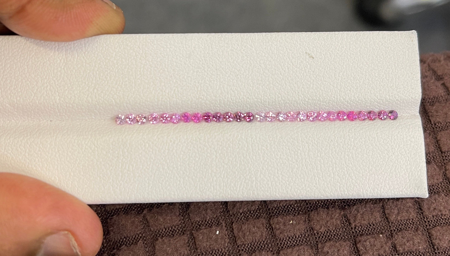 2mm Good Quality Rounds Natural pink Sapphires Gradient Colors Shade Eternity Ring Set