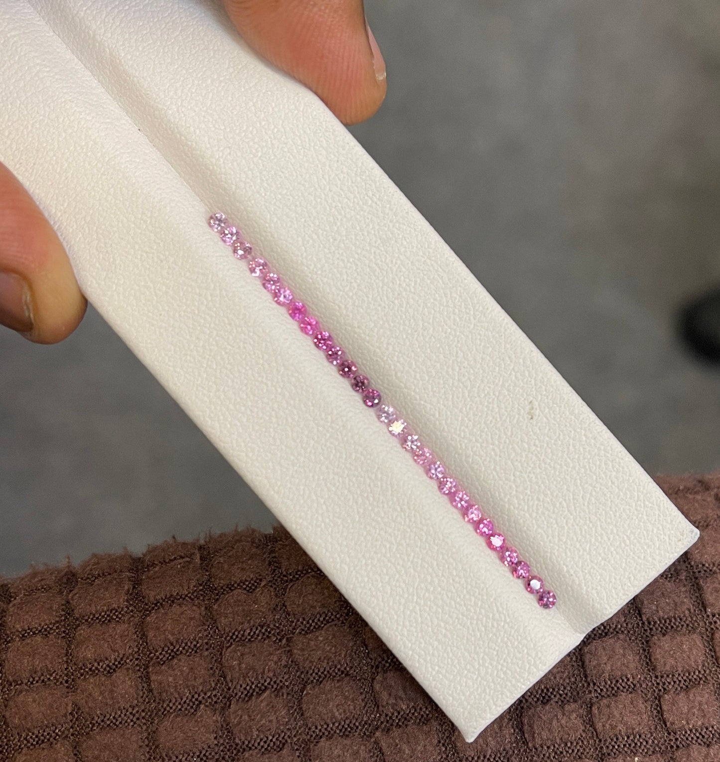 2mm Good Quality Rounds Natural pink Sapphires Gradient Colors Shade Eternity Ring Set