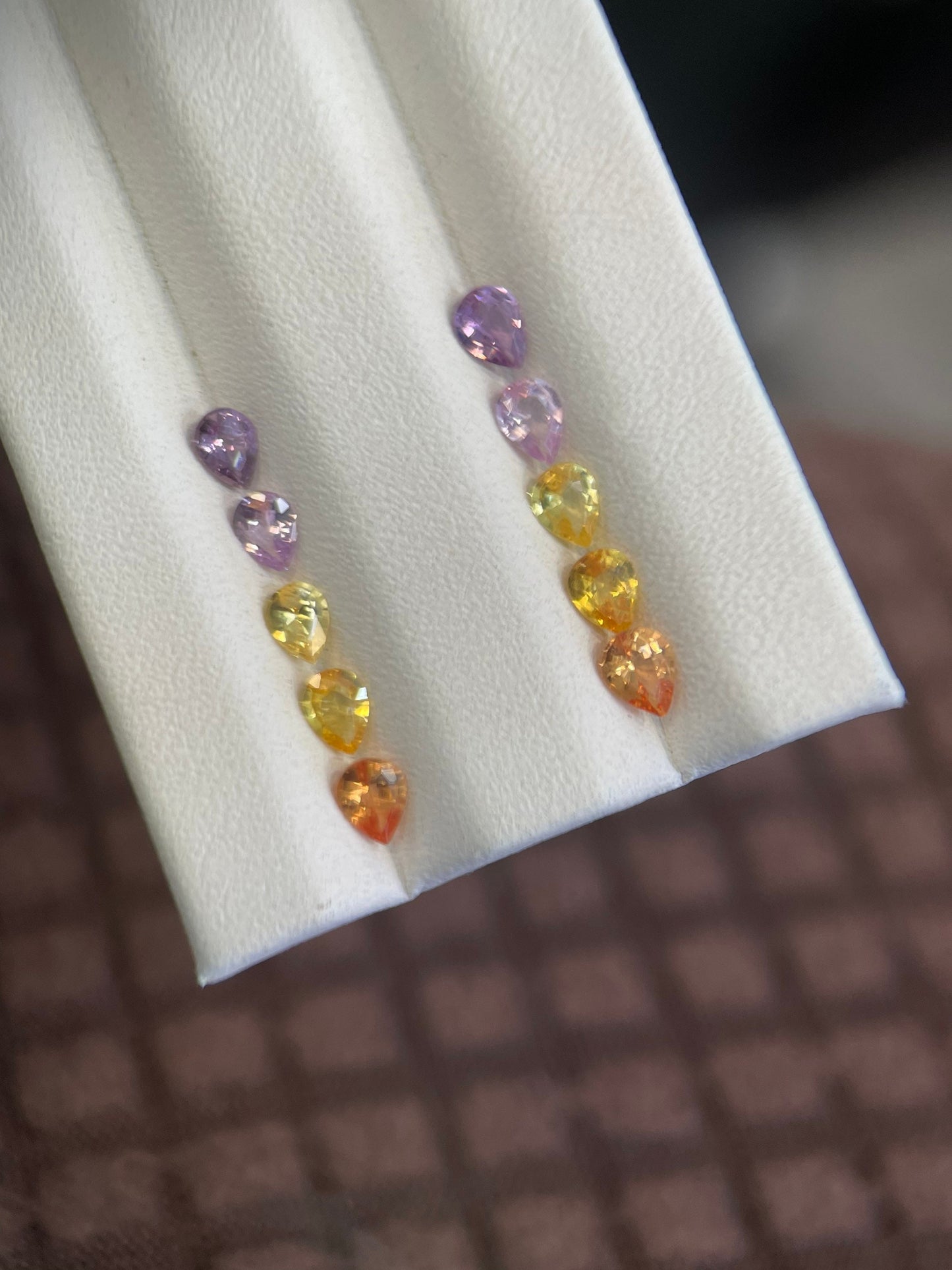 4x3mm unheated fancy sapphire pear earring, photo 5