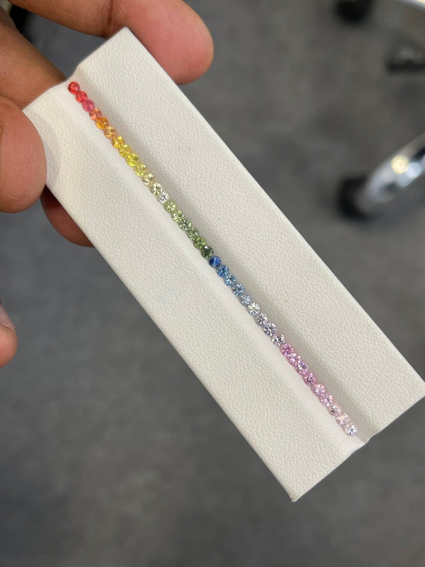 2.4mm Rainbow Sapphires Diamond Rounds Beautiful Colors loose Stones 3.5inch Half Bracelet Set