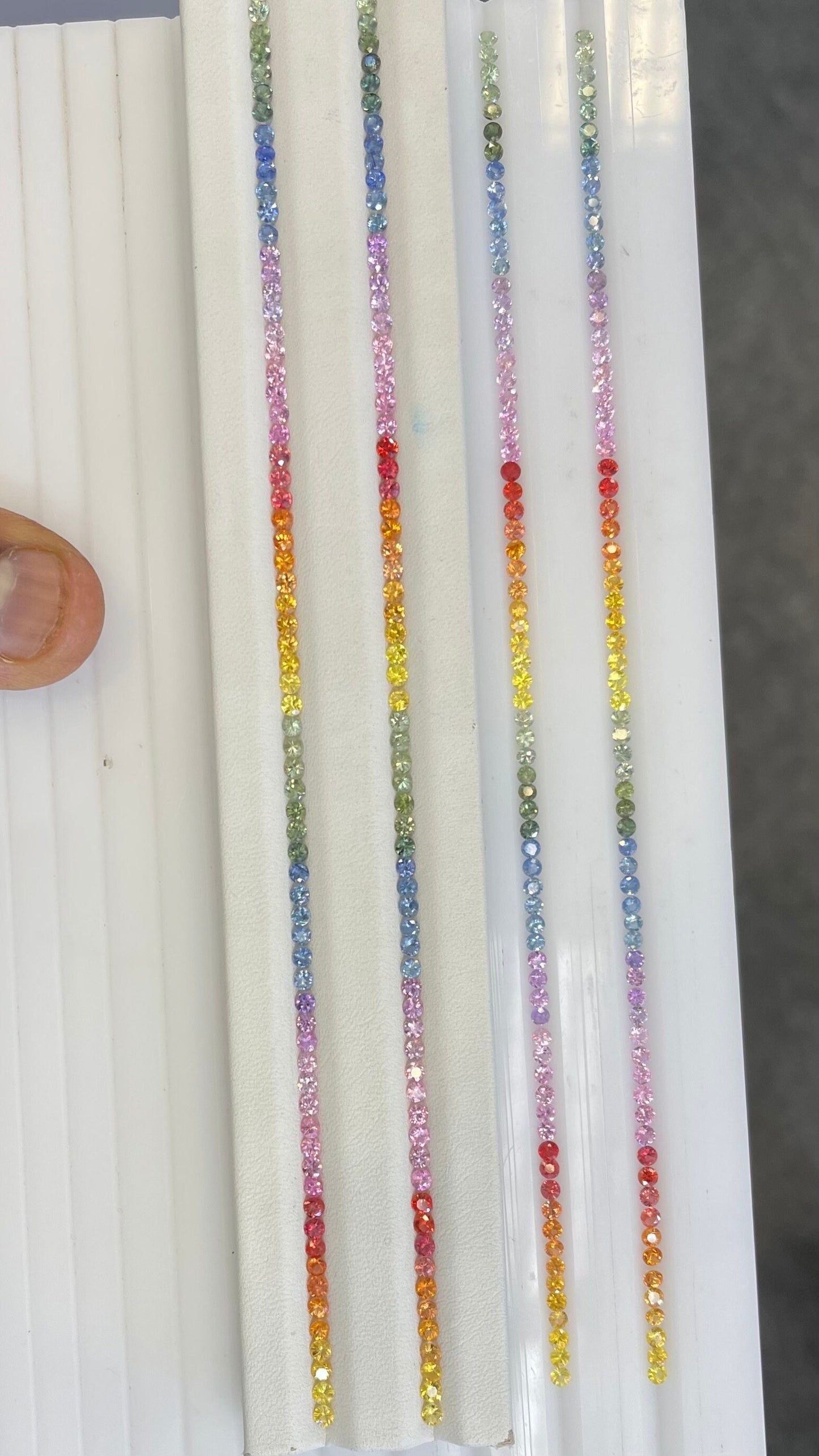2.5mm Rainbow Sapphire Rounds Tennis Bracelet Set Natural Multi Color Loose Gemstones