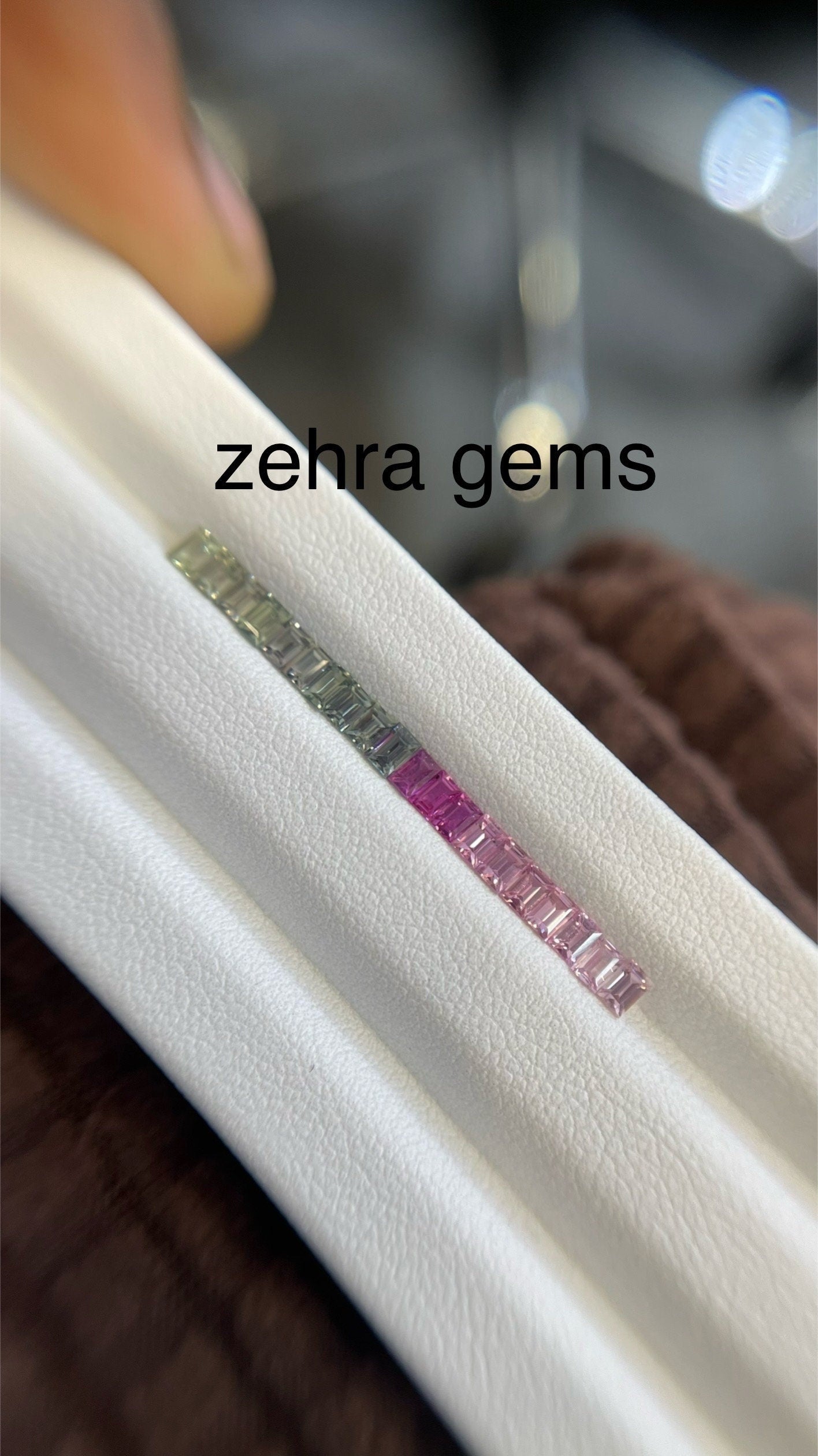 3x2mm • Natura l • Fancy Sapphires •|• Pastels Green • Pink •Dark to lighter Shades • Baguettes • Mixed • 1 Ring Set •|• Loose Stones ##2