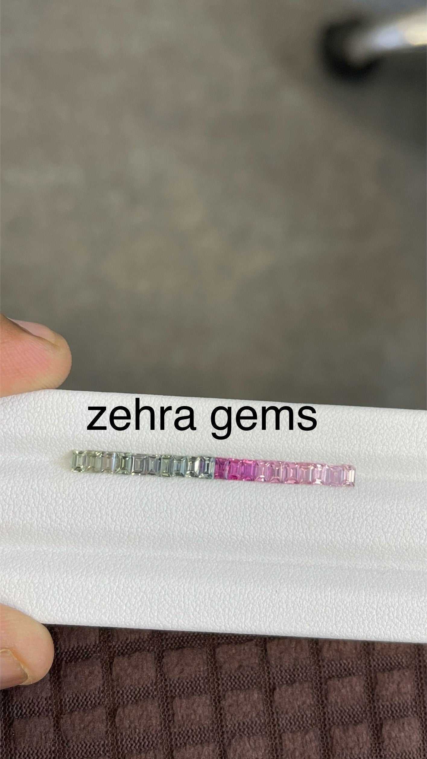 3x2mm • Natura l • Fancy Sapphires •|• Pastels Green • Pink •Dark to lighter Shades • Baguettes • Mixed • 1 Ring Set •|• Loose Stones ##2