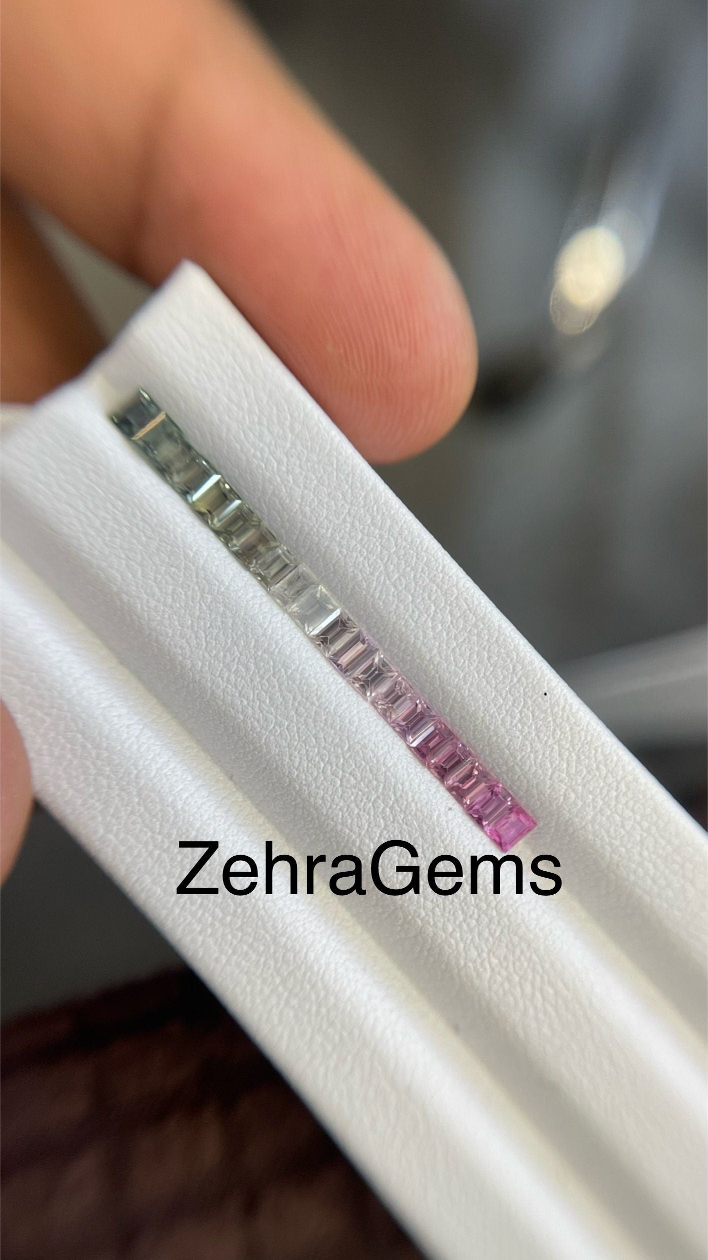 3x2mm • Natura l • Fancy Sapphires •|• Pastels Green • Pink •Dark to lighter Shades • Baguettes • Mixed • 1 Ring Set •|• Loose Stones
