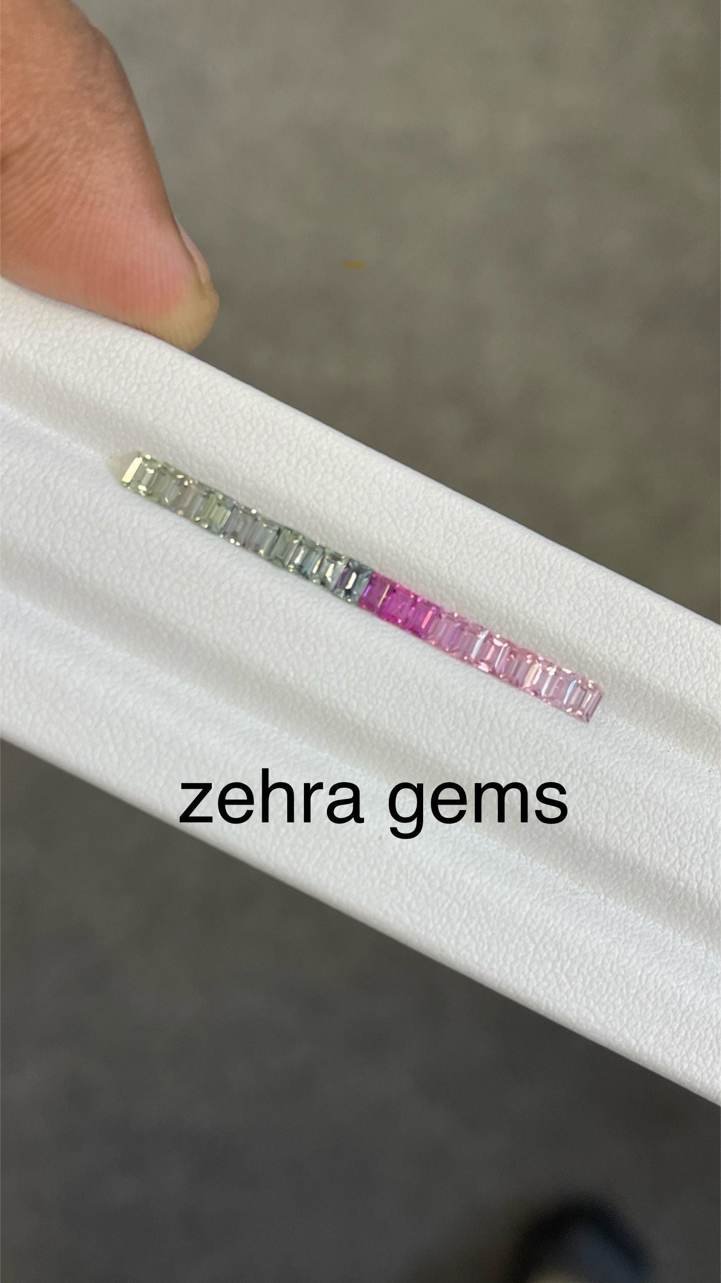 3x2mm • Natura l • Fancy Sapphires •|• Pastels Green • Pink •Dark to lighter Shades • Baguettes • Mixed • 1 Ring Set •|• Loose Stones ##2
