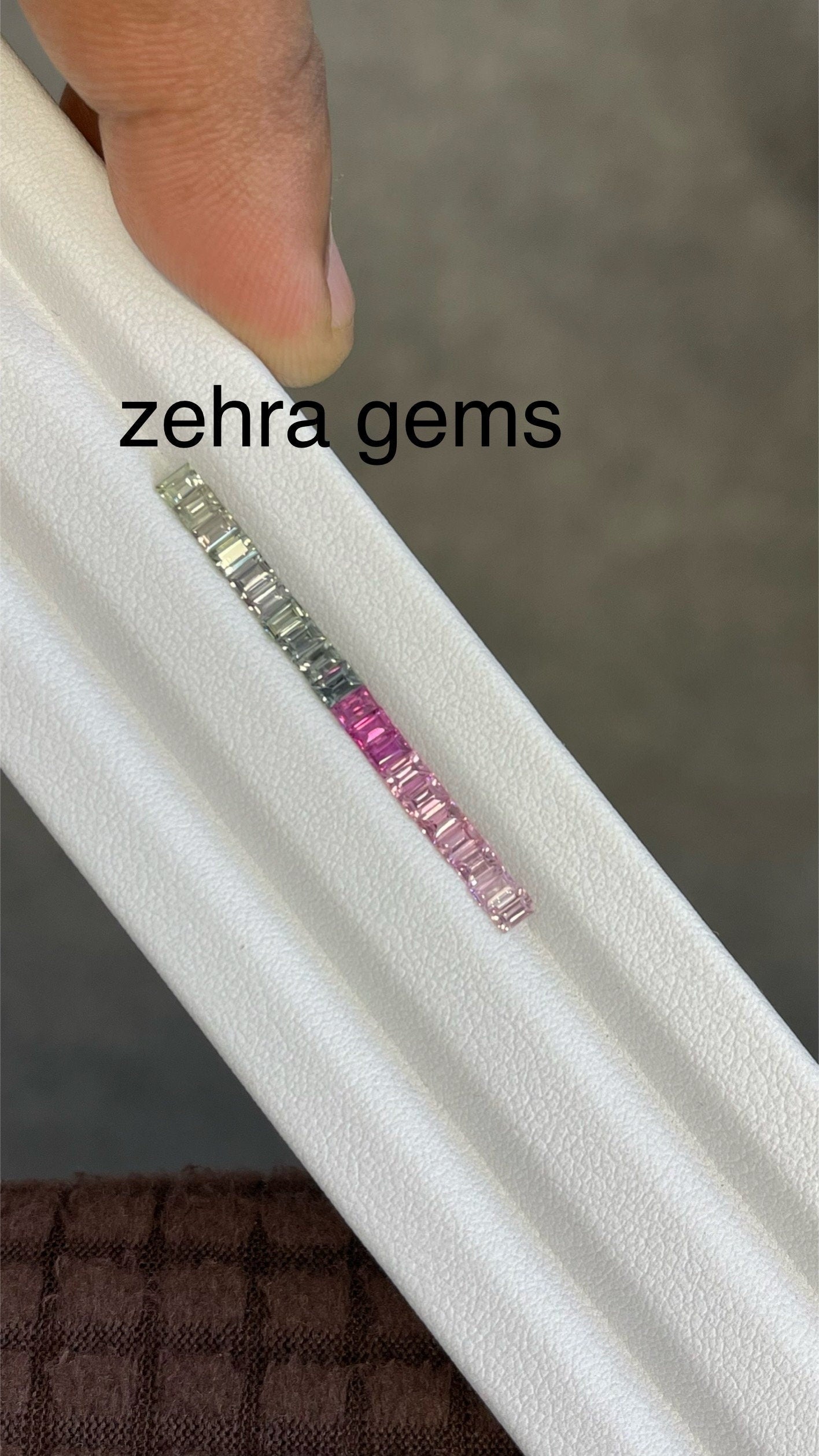 3x2mm • Natura l • Fancy Sapphires •|• Pastels Green • Pink •Dark to lighter Shades • Baguettes • Mixed • 1 Ring Set •|• Loose Stones ##2