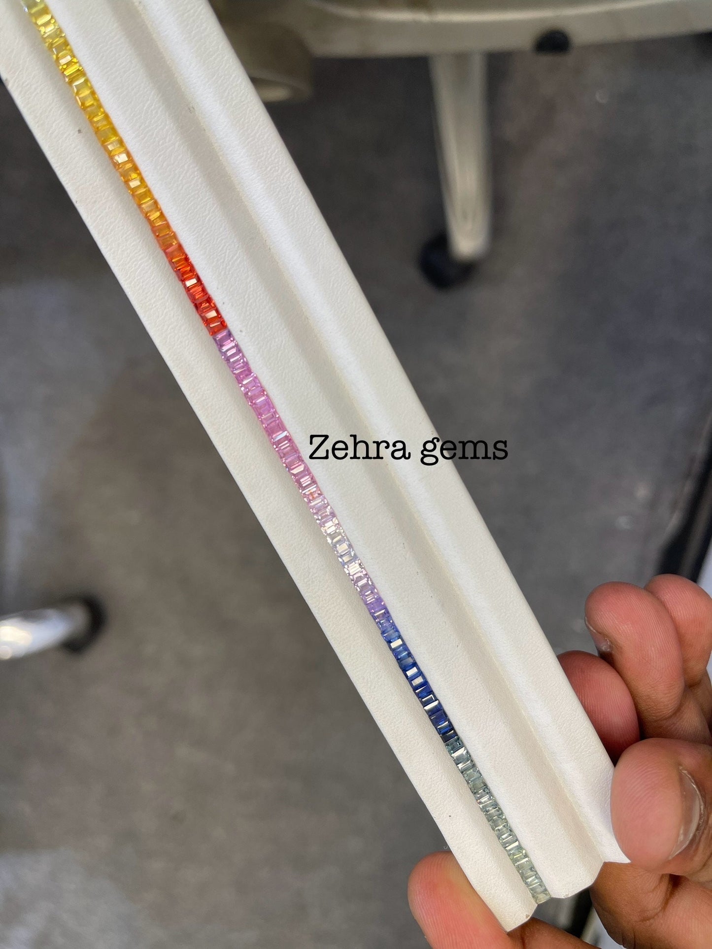 3x2mm rainbow sapphire baguette bracelet, photo 2