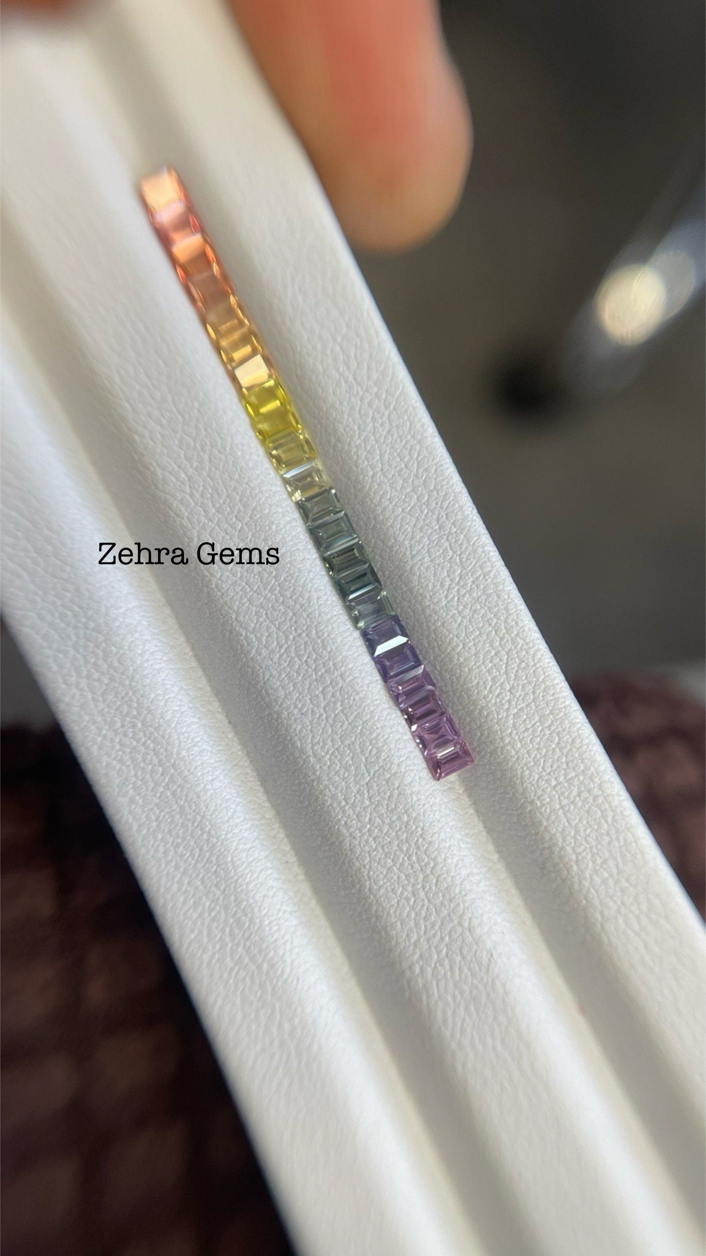 3x2mm • Natura l • Fancy Sapphires •|• Pastels Rainbow Colors • • Baguettes • Mixed • 1 Ring Set •|• Loose Stones
