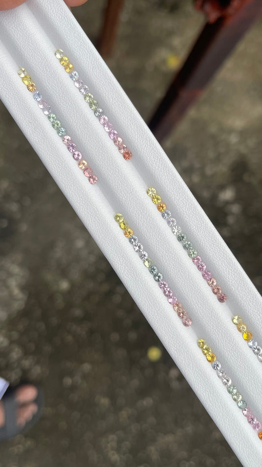 "2.6mm Round Cut Rainbow Sapphire – Fancy Natural No-Heat Sapphires for Exquisite Ring Set 15 pieces  – Loose Stones