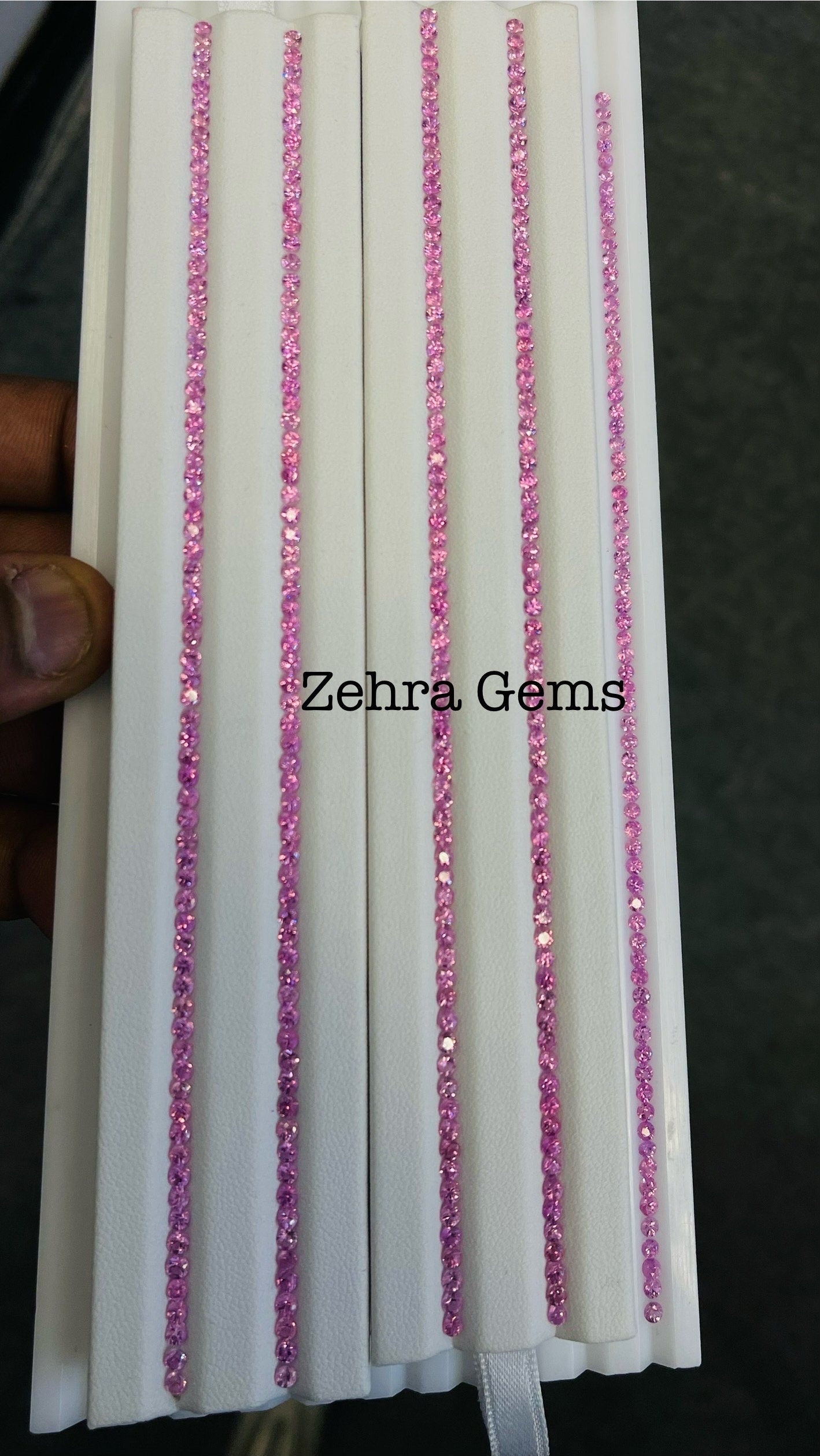 2.5mm pink sapphire tennis bracelet line, photo 5