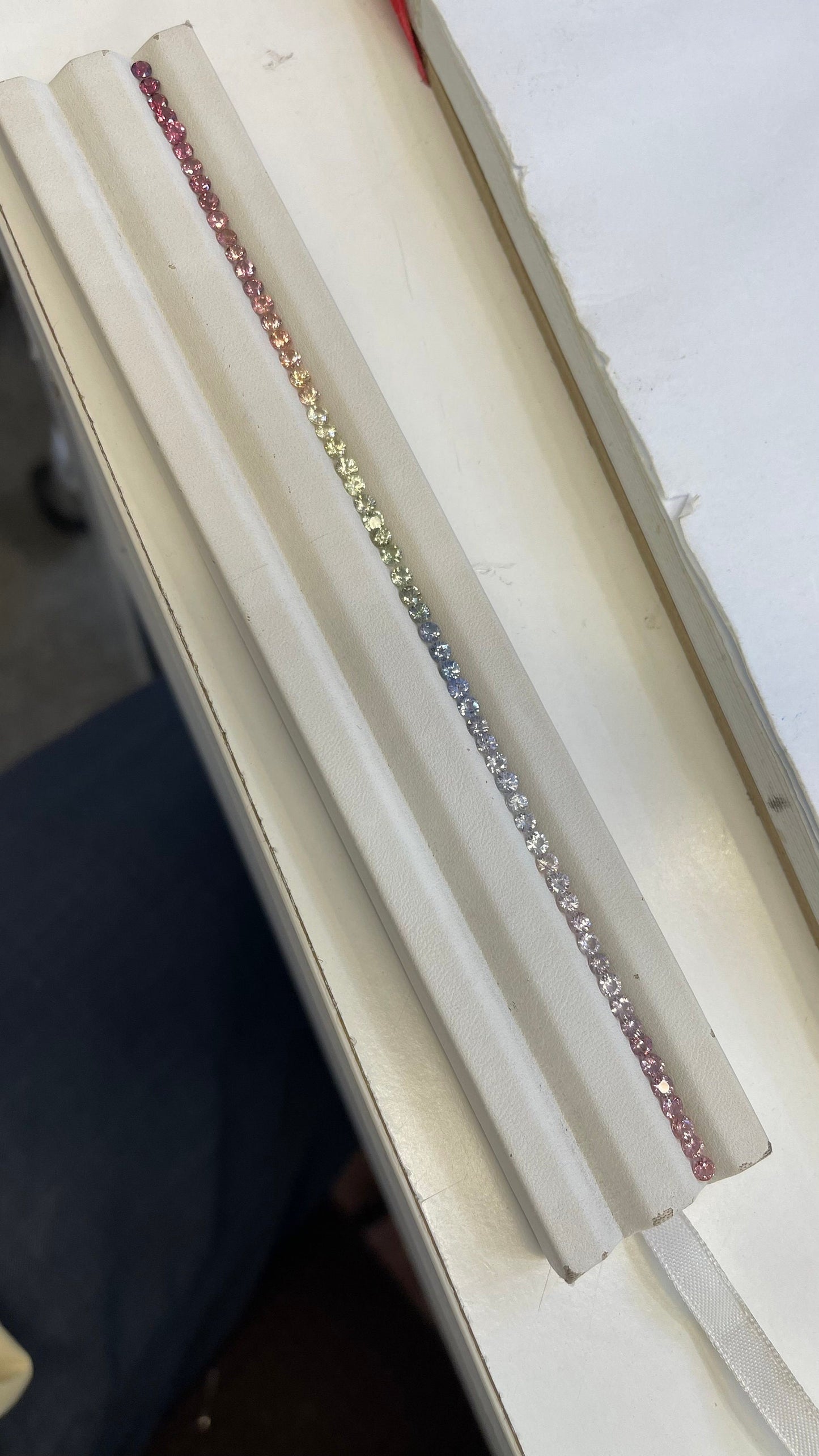3mm pastel rainbow sapphire tennis bracelet, photo 4
