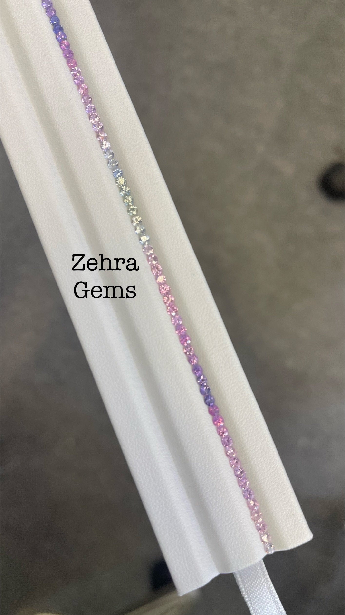 2.5mm pastel sapphire round bracelet set, photo 3