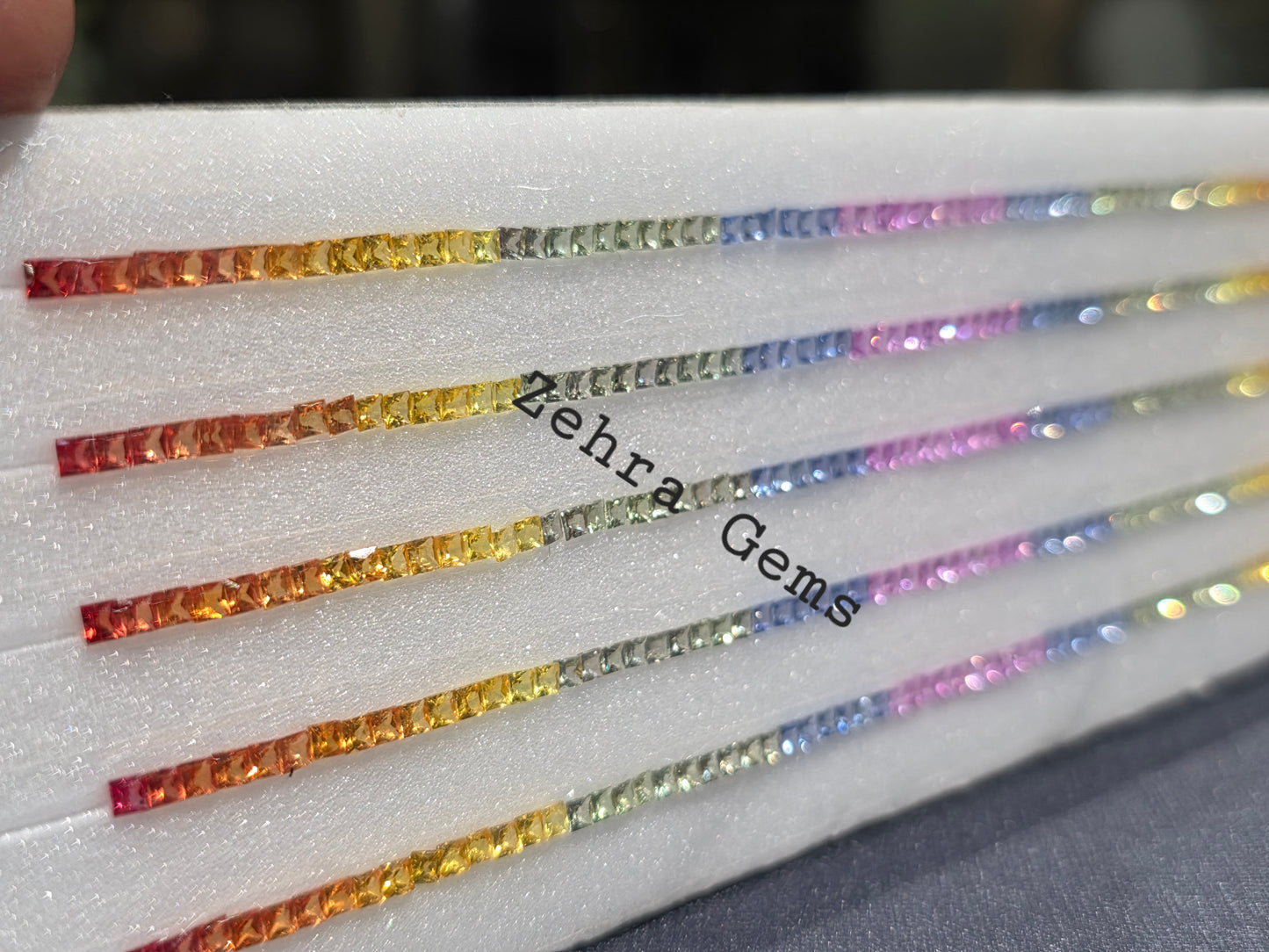 2.3mm Princess Cut Rainbow Sapphire Tennis Bracelet Set Natural Multi Color Stones