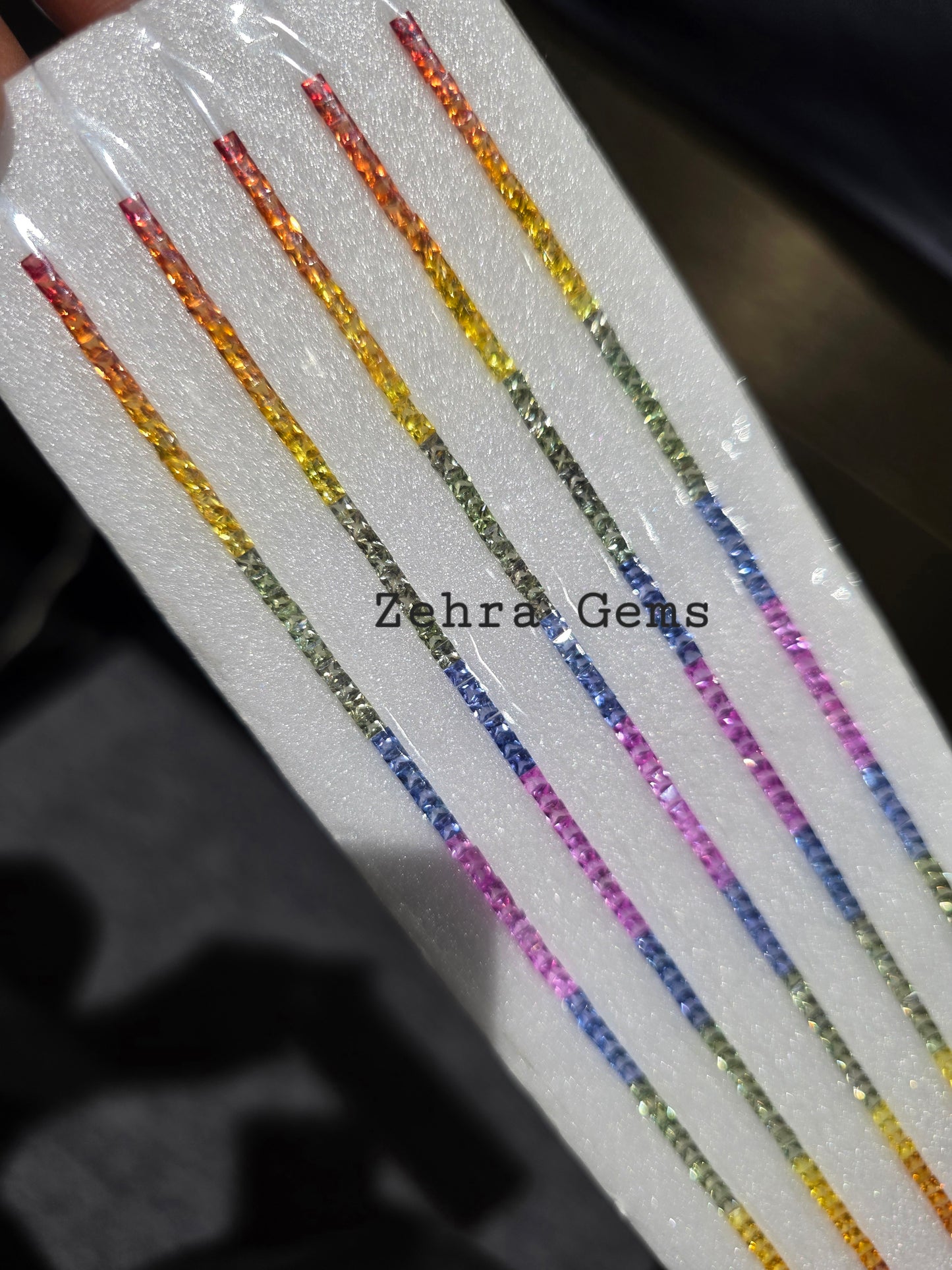 2.5mm Princess Cut Rainbow Sapphire Tennis Bracelet Set Natural Multi Color Loose Stones