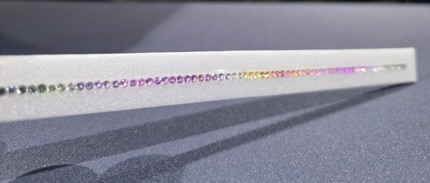 2.5mm Round Natural Pastels Colors Sapphire Tennis Bracelet 70 Stones, 7-Inch, Dazzling Multi-Color Sapphires