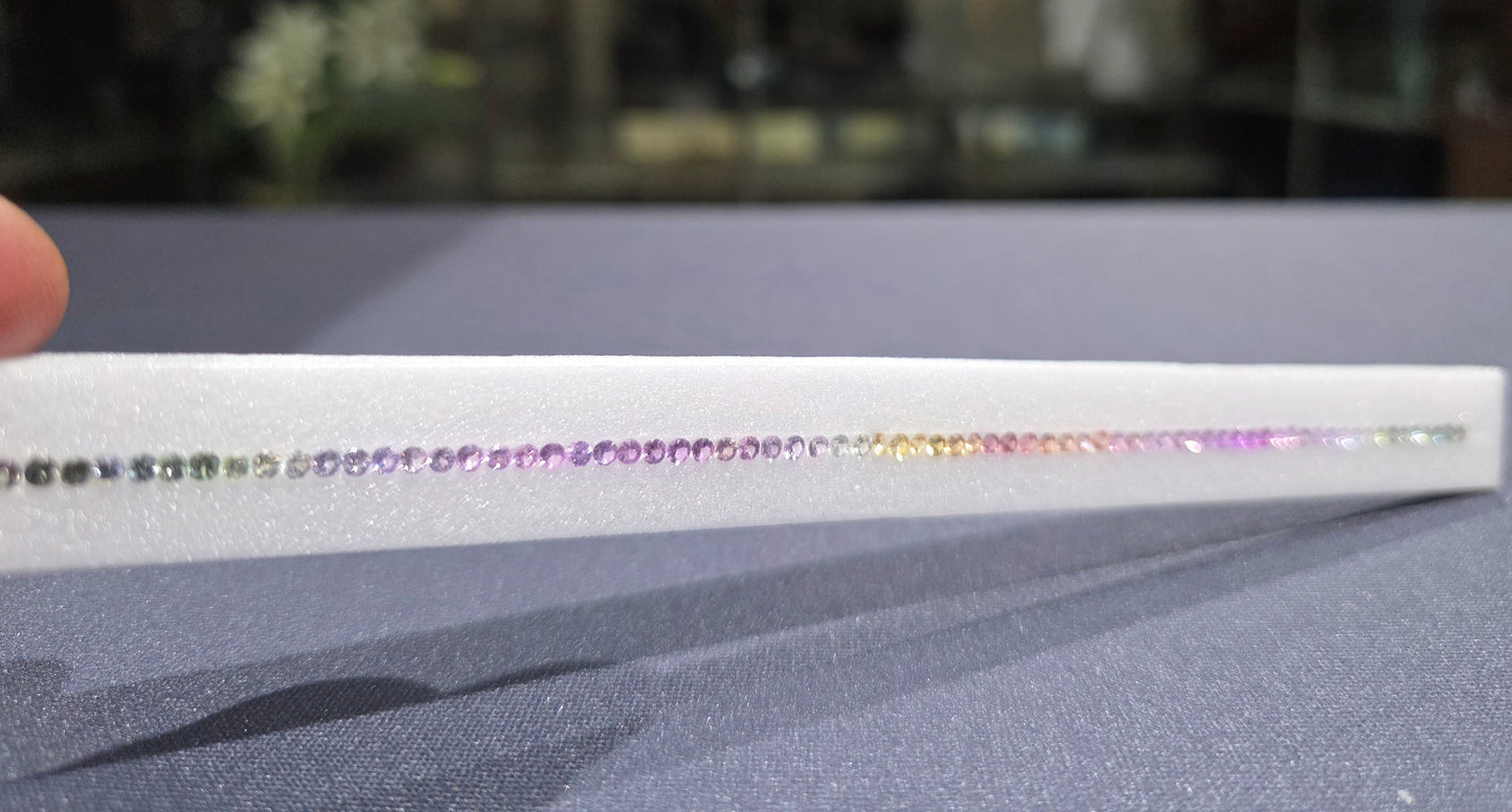 2.5mm Round Natural Pastels Colors Sapphire Tennis Bracelet 70 Stones, 7-Inch, Dazzling Multi-Color Sapphires