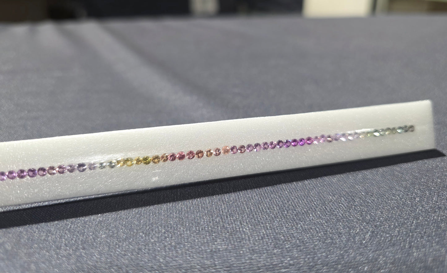 2.5mm Round Natural Pastels Colors Sapphire Tennis Bracelet 70 Stones, 7-Inch, Dazzling Multi-Color Sapphires