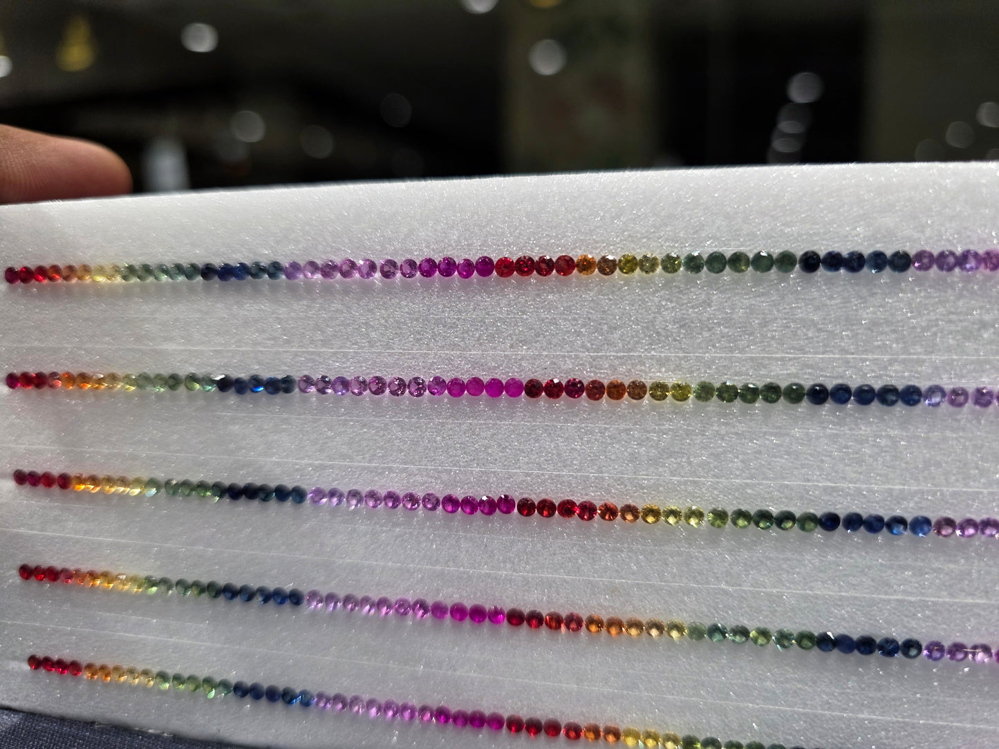 2.3mm Round Rainbow Sapphire Tennis Bracelet Set Brilliant Cut Multi Color Stones